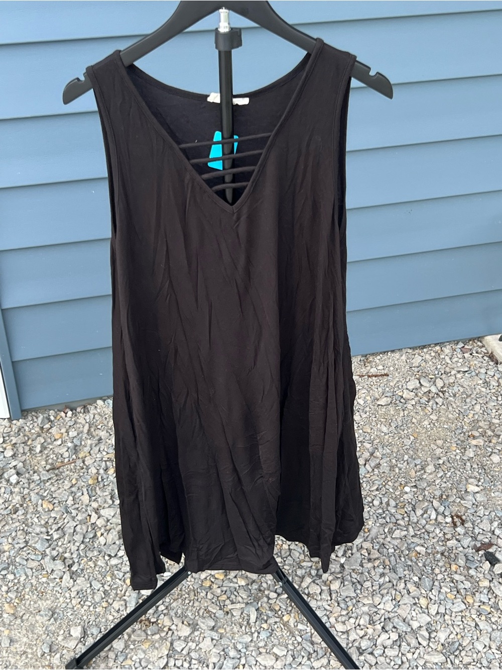 Black Sleeveless V-Neck dress with Strappy front